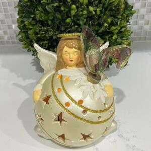Christmas QVC Home Reflections Ceramic Angel Luminary Flameless LED Ornament